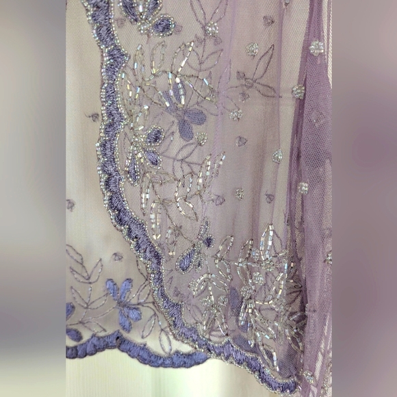 NWOT Scala Sheer Lavender Beaded Embroidered Bolero Jacket Sz S - Picture 3 of 15